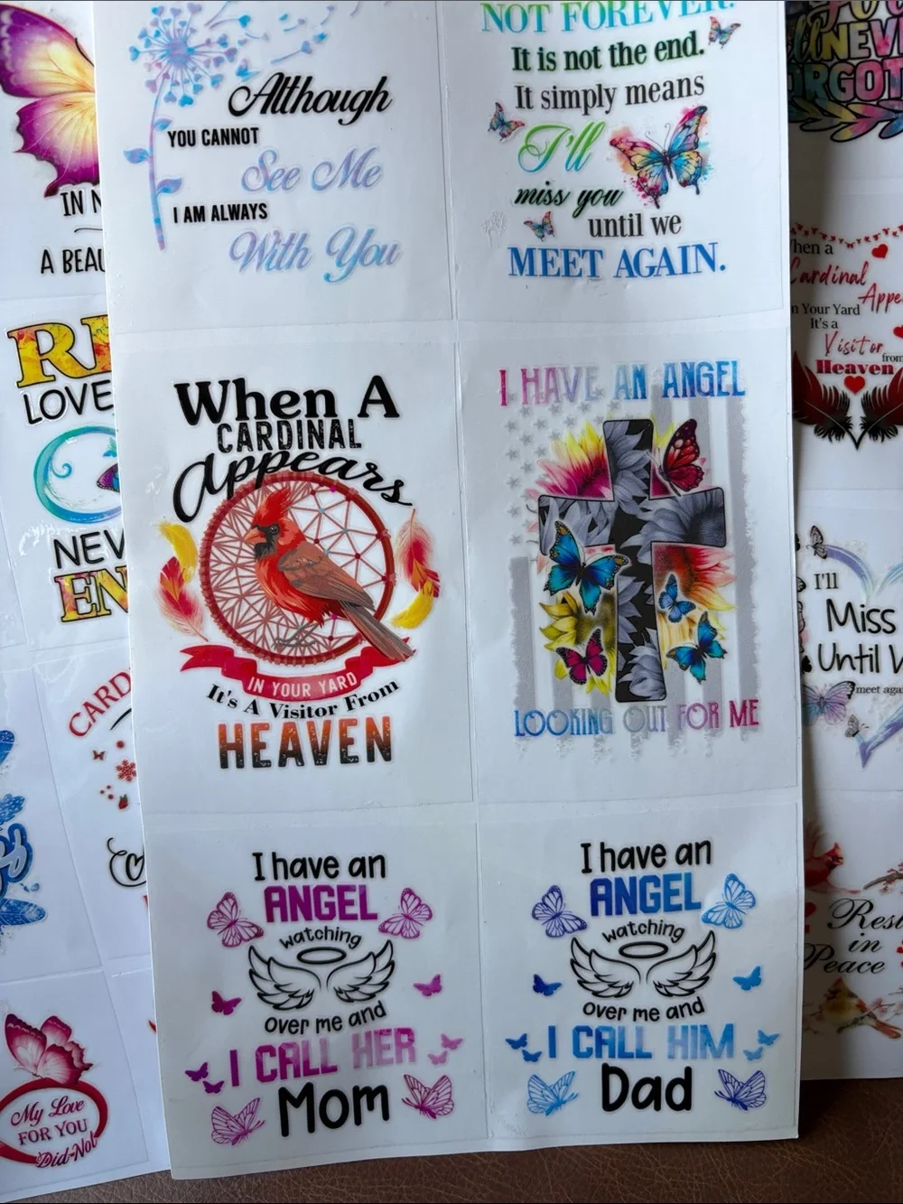 Colorful Memorial Sticker Sheet - Multicolor Inspirational Decals 23pcs